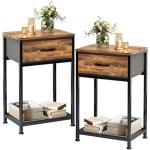 Rustic Brown Nightstands Set of 2 with Drawers