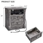Tall 2-Drawer Rustic Dresser with Charging Station