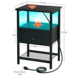 Black Nightstand with Charging Station and Drawer