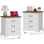 Farmhouse Nightstand Set of 2 with Charging Station