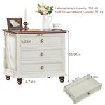 Farmhouse Night Stand with 3 Drawers, White