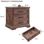 Farmhouse Nightstand with Charging Station and Drawers