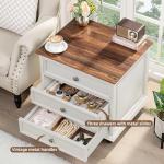 Farmhouse Night Stand with 3 Drawers, White
