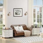 Farmhouse Night Stand with 3 Drawers, White