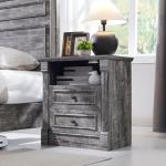 Tall 2-Drawer Rustic Dresser with Charging Station