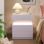 Modern White LED Nightstand Set of 2