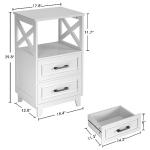White Nightstand Set of 2 with Storage Drawers