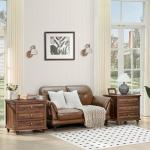 Farmhouse Nightstand with 3 Drawers - Retro Brown