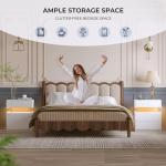 Modern White LED Nightstand Set of 2