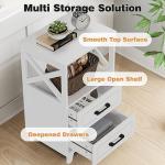 White Nightstand Set of 2 with Storage Drawers