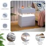 Modern White LED Nightstand Set of 2