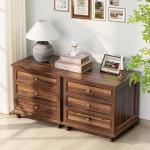 Farmhouse Nightstand with 3 Drawers - Retro Brown