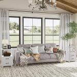 White Nightstand Set of 2 with Storage Drawers