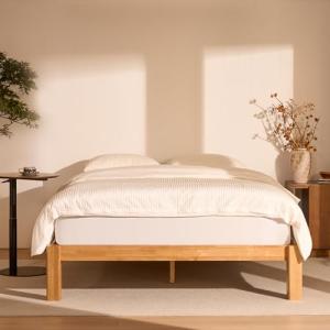 Japanese Joinery Solid Rubberwood Queen Bed Frame