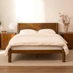 Elegant Walnut Queen Bed Frame with Storage