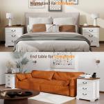 Farmhouse Nightstand Set of 2 with Charging Station