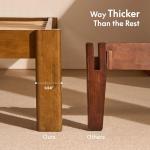 Solid Rubberwood Queen Bed Frame with Japandi Style