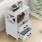 White Nightstand Set of 2 with Storage Drawers