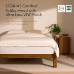 Solid Rubberwood Queen Bed Frame with Japandi Style