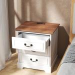 Farmhouse Nightstand Set of 2 with Charging Station