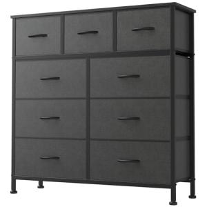 DUMOS 9-Drawer Fabric Dresser with Wood Top
