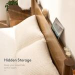 Elegant Walnut Queen Bed Frame with Storage