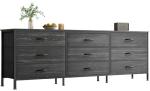 63-Inch Charcoal Black Dresser with 9 Drawers