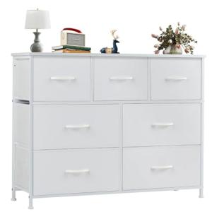 7-Drawer Fabric Dresser with Wooden Top