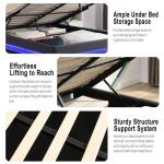 Ailisite Lift Up Storage Queen Bed, Upholstered Platform Bed with Button Tufted Wingback Storage Headboard, Bed Frame Queen Size with Led Lights and Charging Station, No Box Spring Needed, Grey