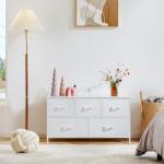 White 5-Drawer Fabric Dresser for Bedroom