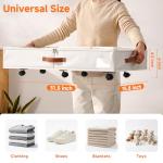 KitHero 6 Inches Under Bed Storage with Wheels Pack of 2, Underbed Shoe Storage Container Bin with Clear Lid Cover, Rolling Under Bed Drawer Storage Bag Basket for Shoe Organizer Sheet Sweater - White