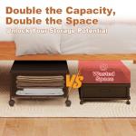 2 Pack Under the Bed Storage Containers,10 inch Height Under Bed Shoe Storage,31inch Long Underbed Storage with Wheels,Large Rolling under bed Clothes Storage Drawers with Lid for Dorm Tall ,Black