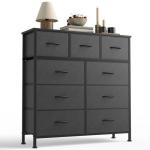 DUMOS 9-Drawer Fabric Dresser with Wood Top