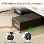 2 Pack Under the Bed Storage Containers,10 inch Height Under Bed Shoe Storage,31inch Long Underbed Storage with Wheels,Large Rolling under bed Clothes Storage Drawers with Lid for Dorm Tall ,Black