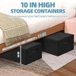 Hoyula Deep Under Bed Storage Container, 10" Tall Height Underbed Box Bin with Lids 31" Long Large Basket for Under Bed, Bedroom, Dorms, Clothes, Bed sheets, Blankets, 2 Pack, Black