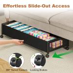 Fokyfok 2 Pack Under the Bed Storage Containers,36 inch Long Underbed Storage with Wheels,7.3 inch Height Under Bed Shoe Storage,Large Rolling under bed Clothes Storage Drawers with Lid for Dorm,Black