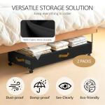 GOVEYONY Under Bed Storage with Wheels 2-Pack, 75L XXL Under the Bed Storage Containers Large, 12" Tall Adjustable Storage for Underbed with Lids, Rolling for Clothes, Shoes, Blankets (Black)