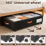 Tsinglax Under Bed Storage with Wheels 2-Pack, Under Bed Storage Containers 66L Clear Lids, Rolling Storage Drawers for Clothes Shoes Blankets, Underbed Organizer Bins(32" L x 17.3" W x 7.2" H)