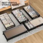 Under Bed Storage Containers with Wheels Large Underbed Shoes Blankets Clothes Toy Storage Drawers for College Dorms Bedrooms Nursery Rooms Organization (Black 2 Pack, 7.5in height(36"x16.6"x7.48"))