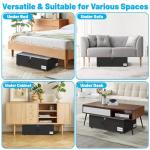 Under Bed Storage with Wheels, 2-Pack 10" Height XXL 60L Rolling Storage Bins, Quick Assembly Underbed Shoe Storage Containers with Clear Lid & Label, Dorm Under bed Drawers for Clothes, Shoes, Black