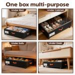 Tsinglax Under Bed Storage with Wheels 2-Pack, Under Bed Storage Containers 66L Clear Lids, Rolling Storage Drawers for Clothes Shoes Blankets, Underbed Organizer Bins(32" L x 17.3" W x 7.2" H)