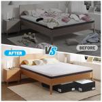 Under Bed Storage with Wheels, 2-Pack 10" Height XXL 60L Rolling Storage Bins, Quick Assembly Underbed Shoe Storage Containers with Clear Lid & Label, Dorm Under bed Drawers for Clothes, Shoes, Black