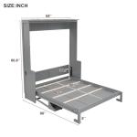 SOFTSEA Queen Size Murphy Bed with Desk, Hideaway Wall Bed with LED Lights and USB Ports, Folding Murphy Bed Frame for Small Space, Guest Room, Bedroom, Office, Grey