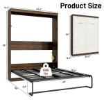 Hlivelood Queen Size Murphy Bed with 2 LED Lights, Farmhouse Wood Hidden Foldable Wall Bed Frame w/Gas Struts, Storage Bed Cabinet for Bedroom, Office, Space-Saving, No Box Spring Needed, Rustic White