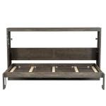 SOFTSEA Twin Size Horizontal Murphy Bed with LED Light, Foldable Murphy Bed Wall Bed Cabinet with Storage, Space-Saving Wall Bed Frame for Guest Room Bedroom Office, Brown