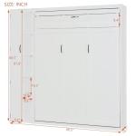 RUNNA Queen Size Murphy Bed Wall Bed with Shelves,Wardrobe and LED Lights,Easy to Assemble and fold, Suitable for Guest Room Home Office(White@099)