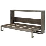 SOFTSEA Twin Size Horizontal Murphy Bed with LED Light, Foldable Murphy Bed Wall Bed Cabinet with Storage, Space-Saving Wall Bed Frame for Guest Room Bedroom Office, Brown