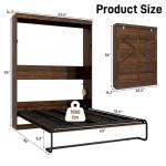 Hlivelood Queen Size Murphy Bed with 2 LED Lights, Farmhouse Wood Hidden Foldable Wall Bed Frame w/Gas Struts, Storage Bed Cabinet for Bedroom, Office, Space-Saving, No Box Spring Needed, Brown