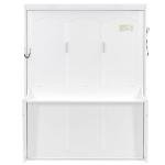 Queen Size Murphy Wall Bed with Desk, Wood Foldable Bed Cabinet with LED Lights and USB Charging Station for Small Places (White)