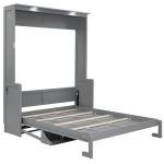 SOFTSEA Queen Size Murphy Bed with Desk, Hideaway Wall Bed with LED Lights and USB Ports, Folding Murphy Bed Frame for Small Space, Guest Room, Bedroom, Office, Grey
